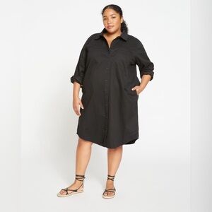 NWT Universal Standard Black Kelly Stretch Cotton Twill Shirtdress